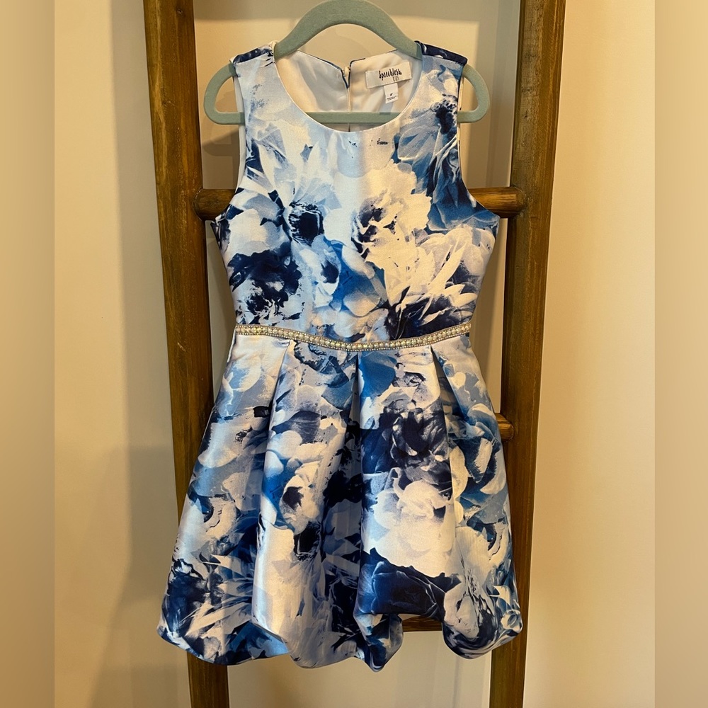 Beautiful Blue & Floral Formal Dress